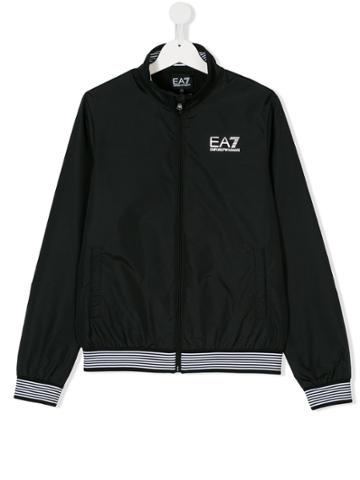 Ea7 Kids Embroidered Logo Bomber Jacket - Black