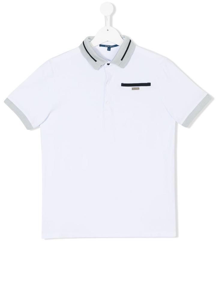 Aston Martin Kids Teen Contrast-trim Polo Shirt - Blue