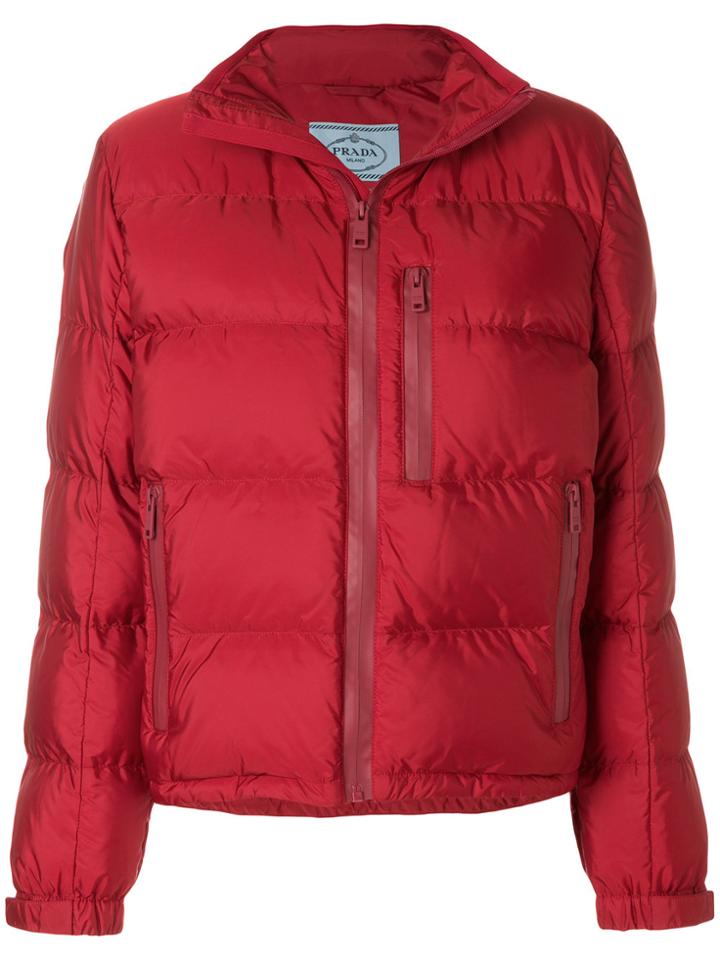 Prada Zipped Padded Jacket - Red