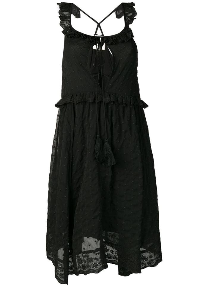 Semicouture Embroidered Sleeveless Dress - Black