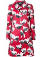 Boutique Moschino Perforated Printed Coat, Women's, Size: 42, Red, Polyester/other Fibers