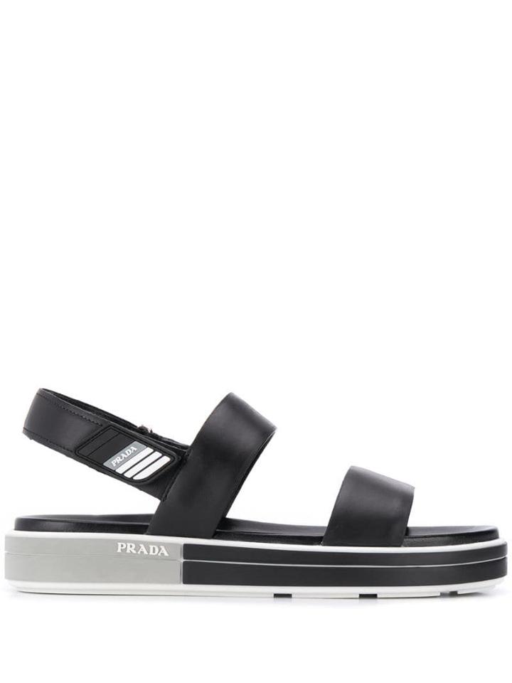 Prada Logo-embellished Sandals - Black