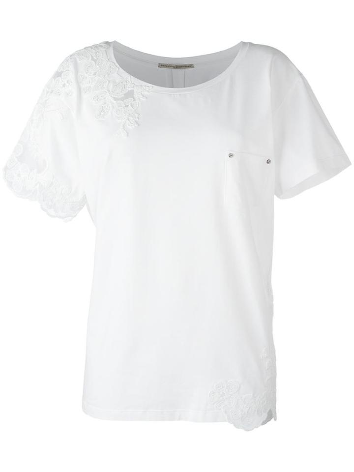 Ermanno Scervino Lace Inserts T-shirt, Women's, Size: 40, White, Cotton/spandex/elastane