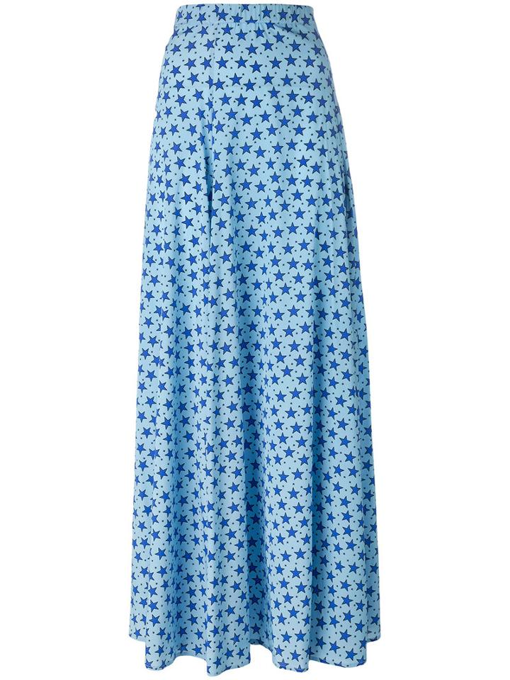 P.a.r.o.s.h. Long Star Print Skirt, Women's, Size: Xs, Blue, Silk/spandex/elastane