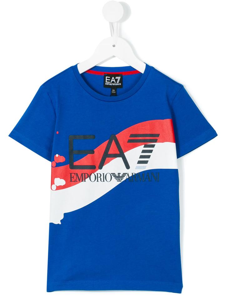 Armani Junior - Logo Print T-shirt - Kids - Cotton - 12 Yrs, Blue