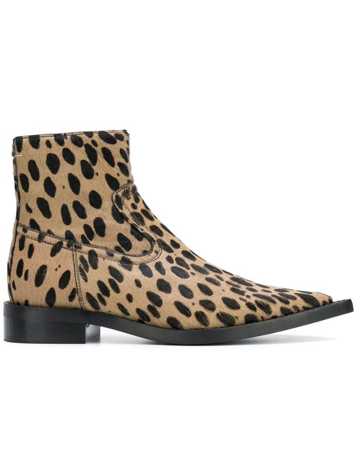 Mm6 Maison Margiela Spotted Ankle Boots - Brown