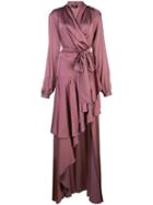 Patbo Satin Wrap Gown - Purple