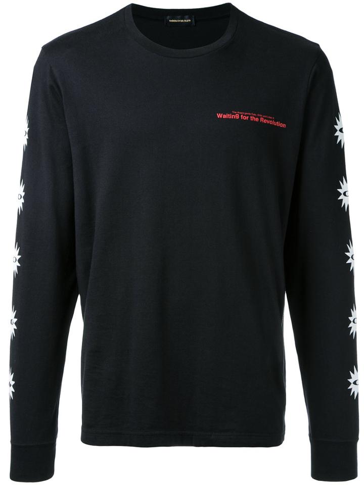 Undercover Long Sleeve Print T-shirt, Men's, Size: 2, Black, Cotton