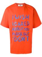 Msgm 'i Wish' Print T-shirt, Men's, Size: Large, White, Cotton