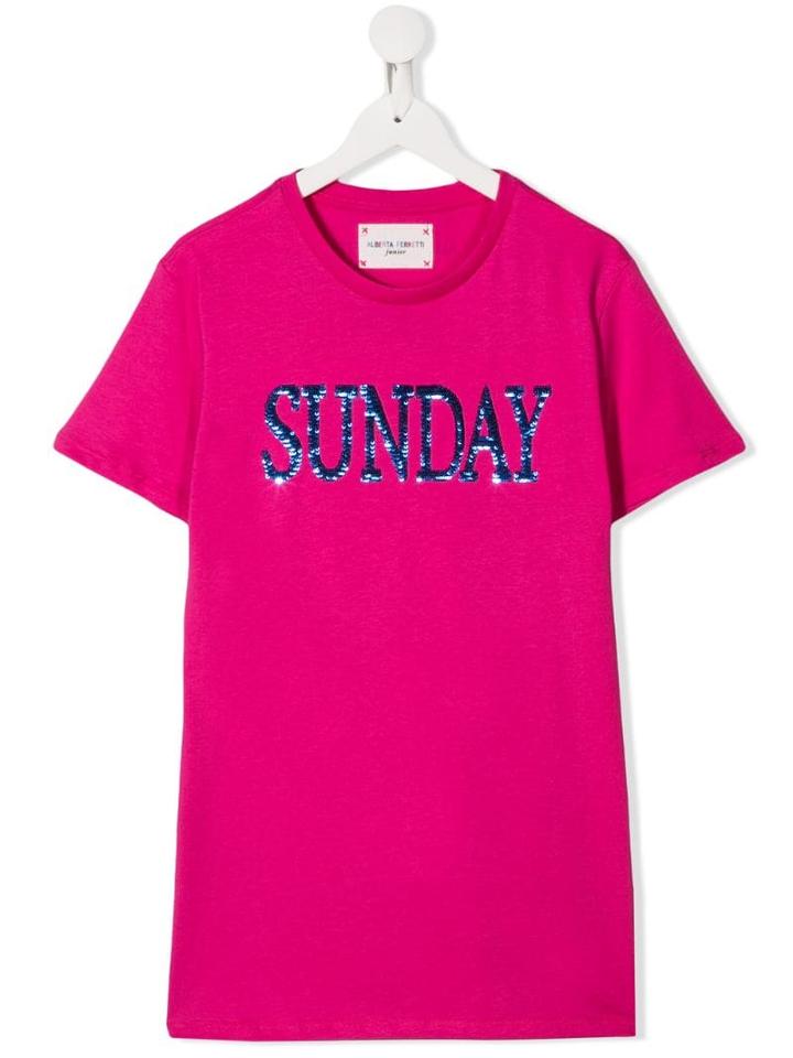 Alberta Ferretti Kids Teen Sequin Sunday T-shirt - Pink