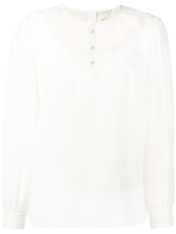 Marc Jacobs Embroidered Collar Blouse, Women's, Size: 10, White, Silk