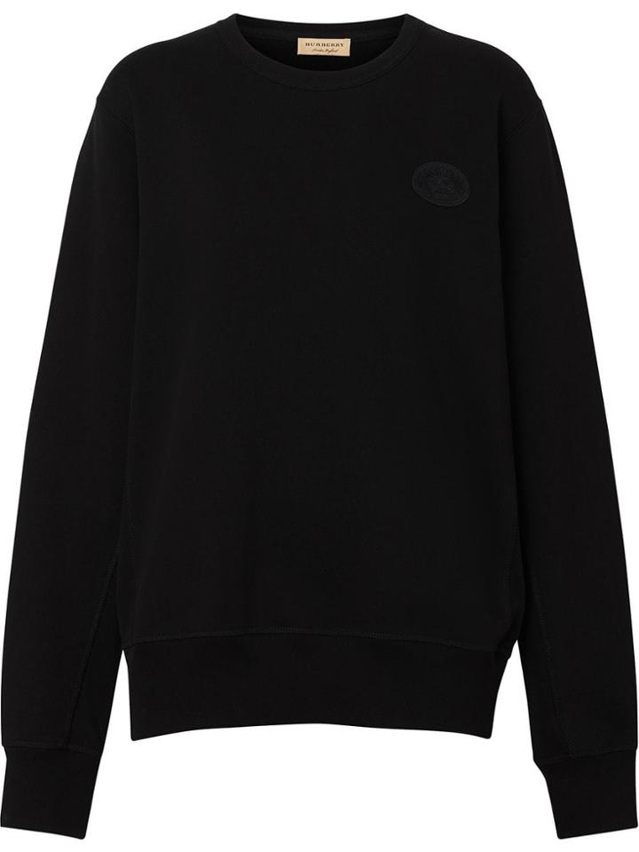 Burberry Crest Detail Cotton Sweatshirt - Black