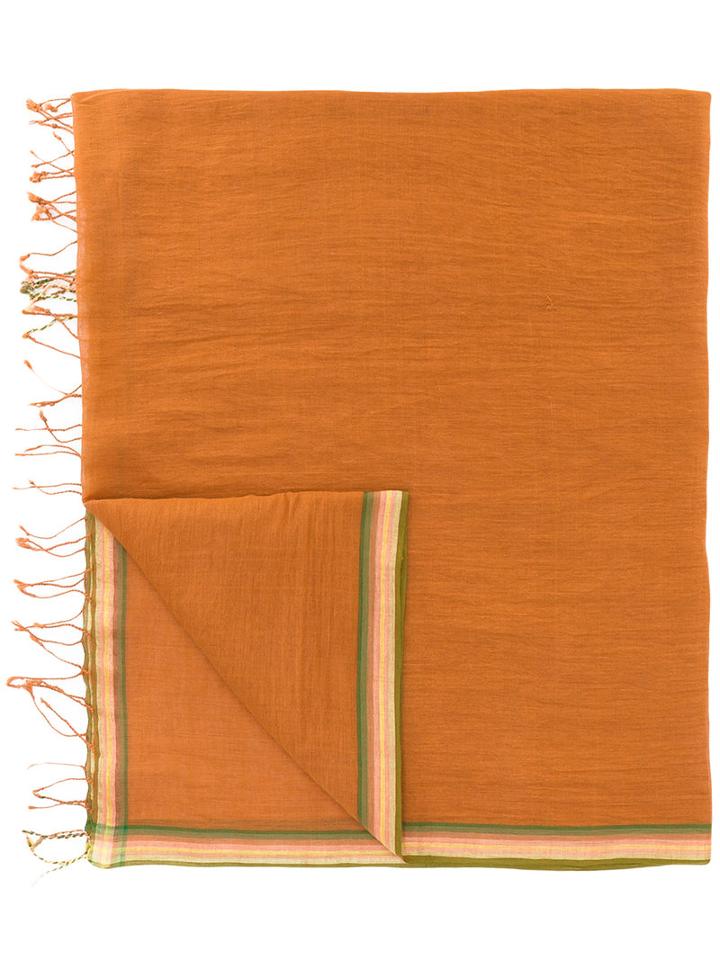 Paul Smith - Striped Scarf - Men - Cotton/linen/flax - One Size, Yellow/orange, Cotton/linen/flax