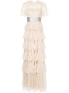 Needle & Thread Scallop Tulle Gown - Pink & Purple