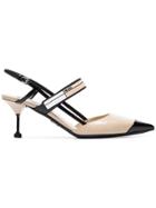 Prada Prada 65 Lthr Rubr Ptoe Slngbk Pmp - Black