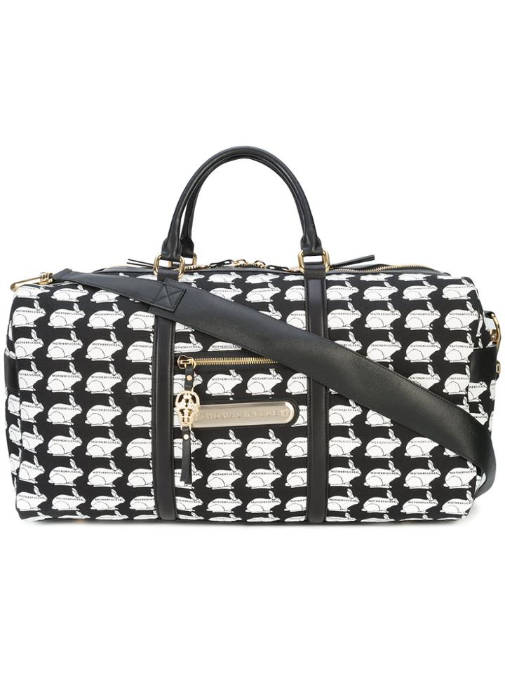 Thomas Wylde Rabbit Print Weekend Holdall - Black