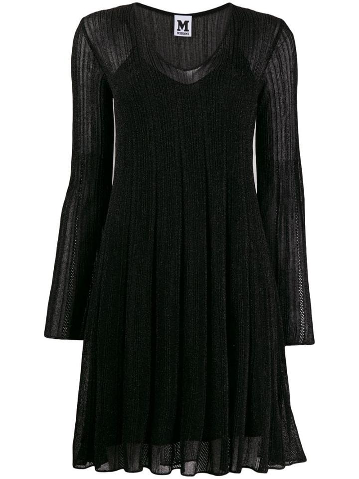 M Missoni Long Sleeve Ribbed Dress - Black