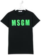 Msgm Kids Logo Print T-shirt, Size: 14 Yrs, Black