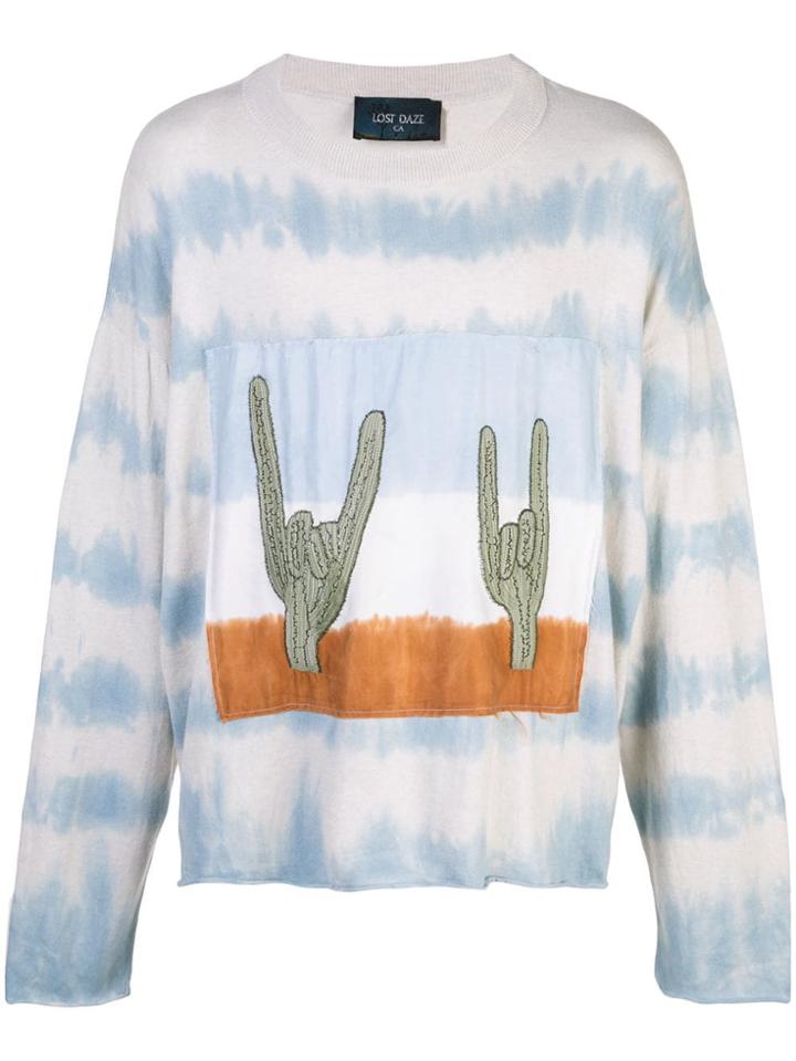 Lost Daze Cacti Tie-dye Top - Blue