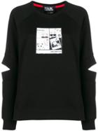 Karl Lagerfeld Manga Print Spliced Sleeve Sweatshirt - Black