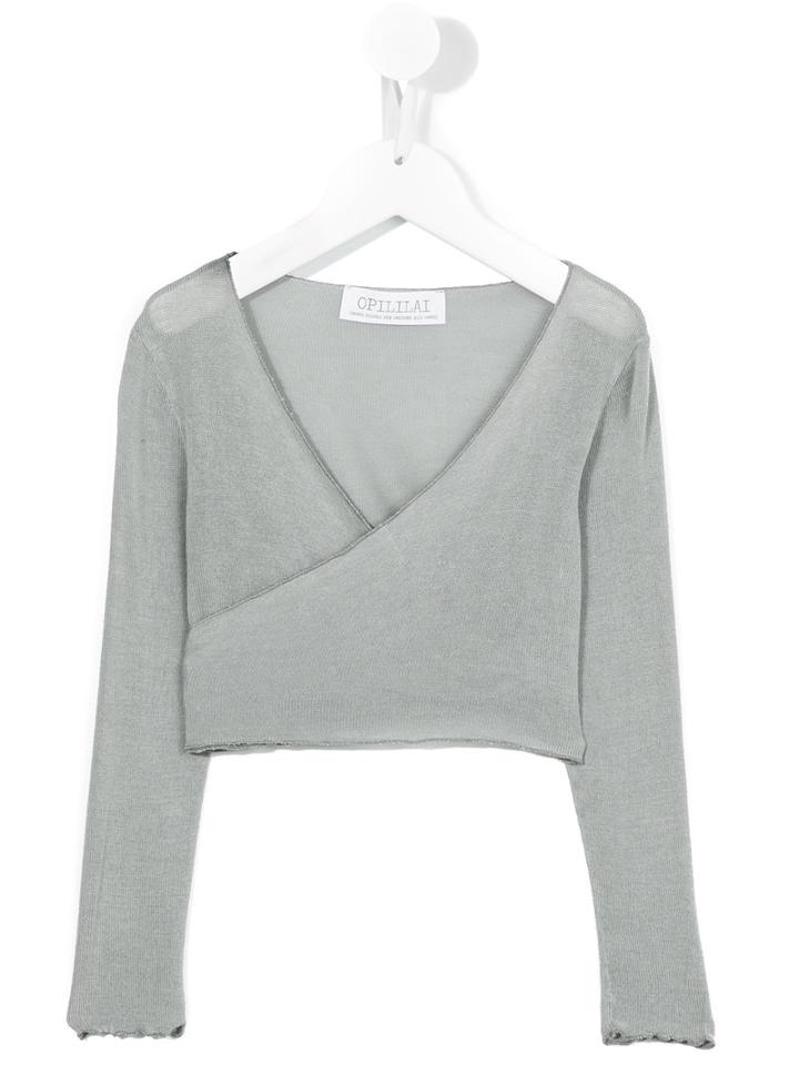 Opililai V-neck Cropped Top, Girl's, Size: 10 Yrs, Grey