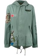 Mr & Mrs Italy Tattoo Print Short Parka - Green