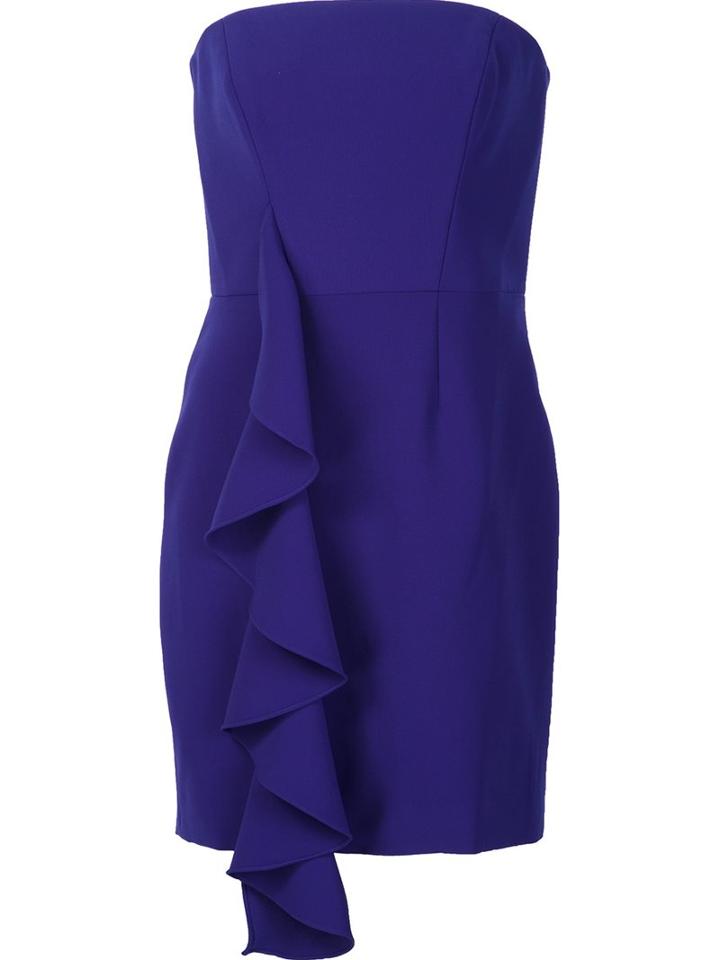 Jay Godfrey Ruffled Strapless Dress, Women's, Size: 0, Blue, Polyester/polyurethane