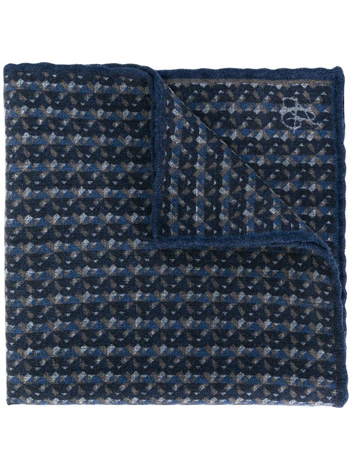 Canali Checked Scarf - Blue