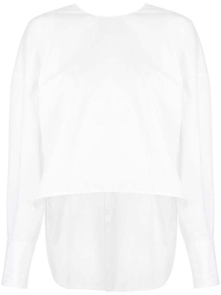 Des Prés Long Structured V-neck Blouse - White