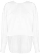 Des Prés Long Structured V-neck Blouse - White