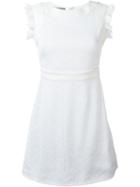 Emanuel Ungaro Ruffle Sleeve Dress, Women's, Size: 40, White, Polyamide/cotton/spandex/elastane/silk