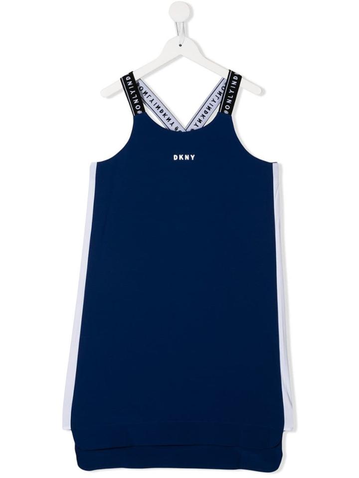 Dkny Kids Crisscross Straps Dress - Blue