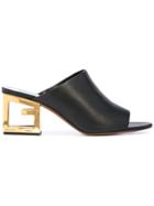 Givenchy Gold G Heel Mules - Black