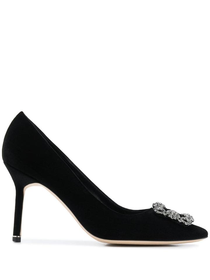 Manolo Blahnik Crystal-embellished Pumps - Black