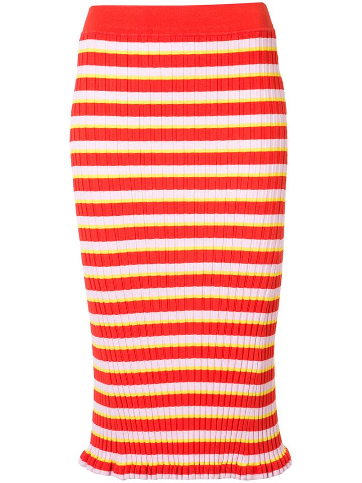 Altuzarra Striped Pencil Skirt, Women's, Size: Medium, Red, Viscose/polyester
