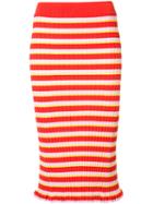 Altuzarra Striped Pencil Skirt, Women's, Size: Medium, Red, Viscose/polyester