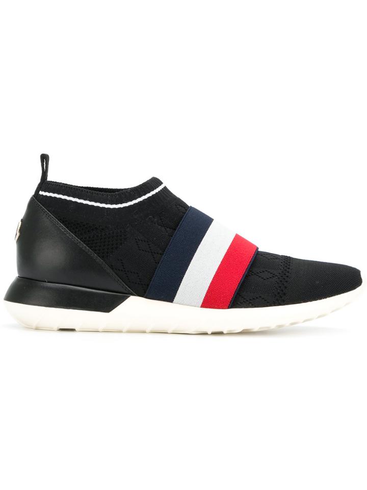 Moncler Tri-stripe Knitted Sneakers - Black