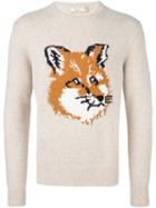 Maison Kitsuné Fox Jumper, Men's, Size: Large, Nude/neutrals, Lambs Wool