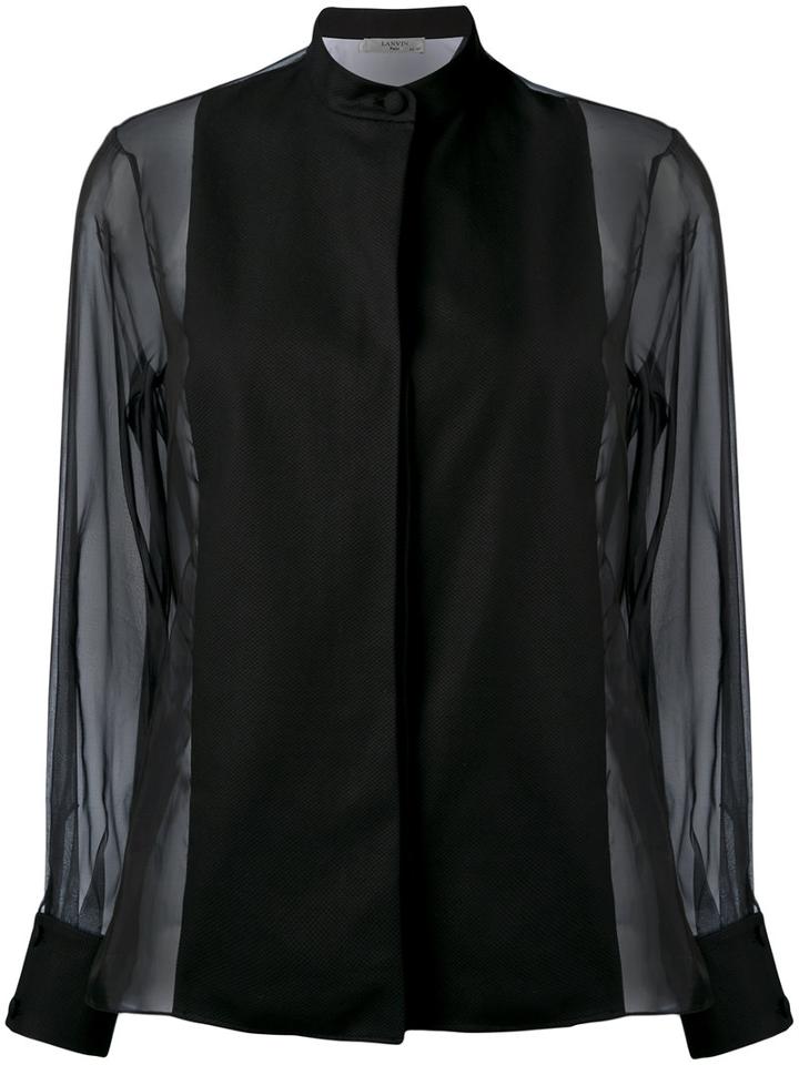 Lanvin - Sheer Sleeve Blouse - Women - Silk/cotton/polyamide - 36, Black, Silk/cotton/polyamide