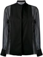 Lanvin - Sheer Sleeve Blouse - Women - Silk/cotton/polyamide - 36, Black, Silk/cotton/polyamide