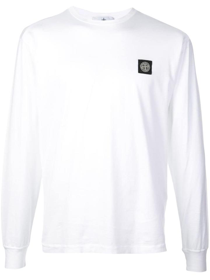 Stone Island Long Sleeve Logo Top - White
