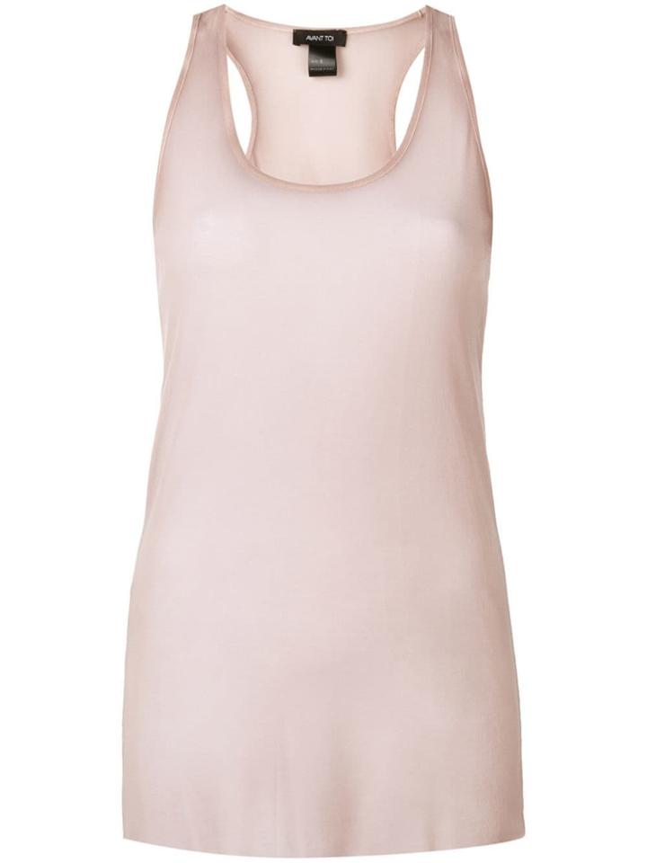 Avant Toi Round-neck Tulle Tank Top - Neutrals