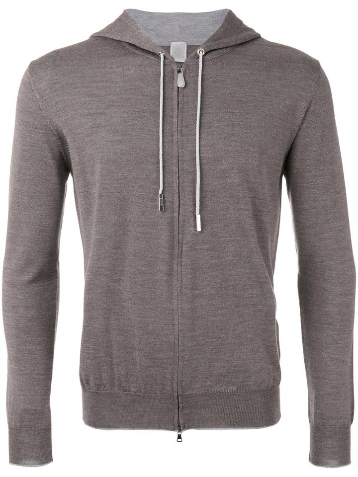 Eleventy - Zip Up Hoodie - Men - Silk/merino - M, Brown, Silk/merino