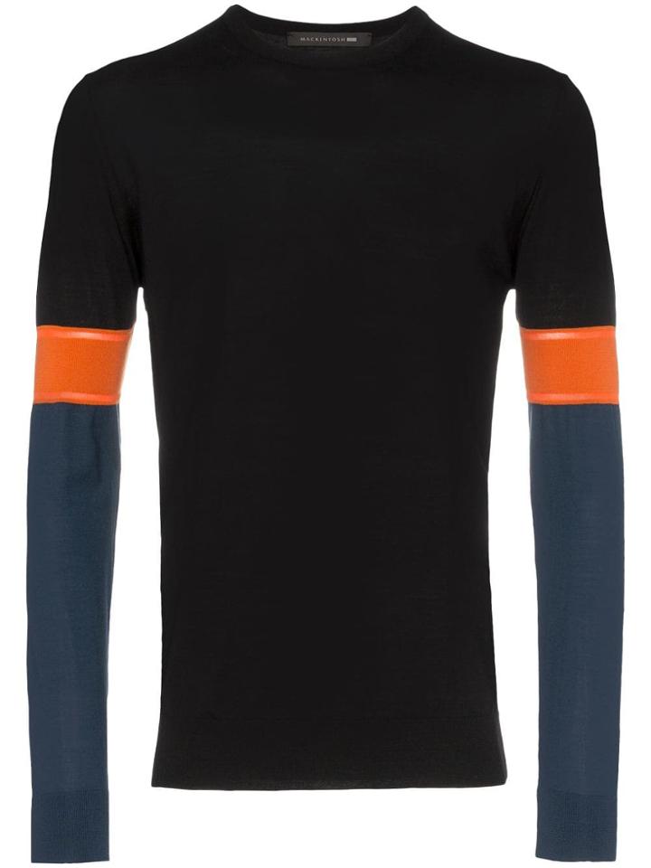 Mackintosh Orange Stripe Sleeve Detail Sweater - Black