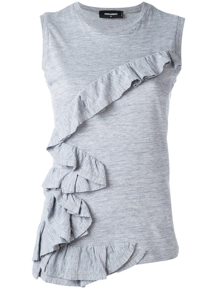 Dsquared2 - Ruffled Tank Top - Women - Cotton/viscose - S, Grey, Cotton/viscose