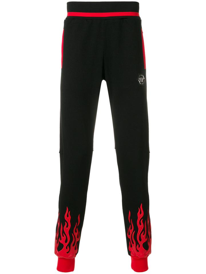 Philipp Plein Fire Motif Tracksuit Bottoms - Black