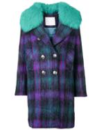 Giada Benincasa Fur Trimmed Collar Coat - Pink & Purple