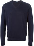 Drumohr V-neck Sweater, Men's, Size: 48, Blue, Cotton