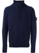 Stone Island Half-button Sweater, Men's, Size: Medium, Blue, Polyamide/wool
