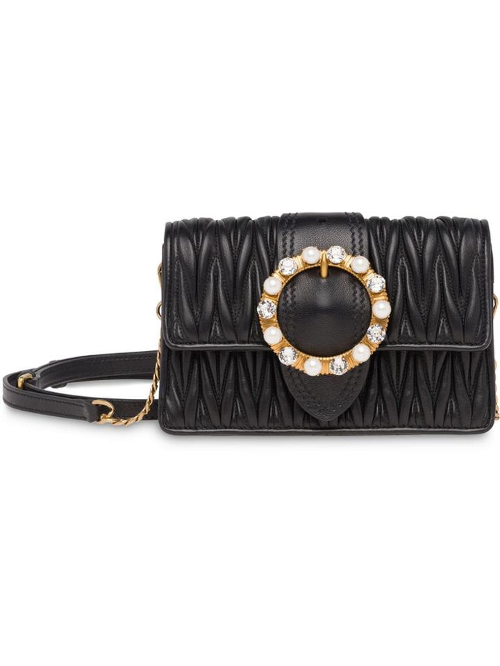 Miu Miu Miu Lady Matelassé Leather Belt Bag - Black